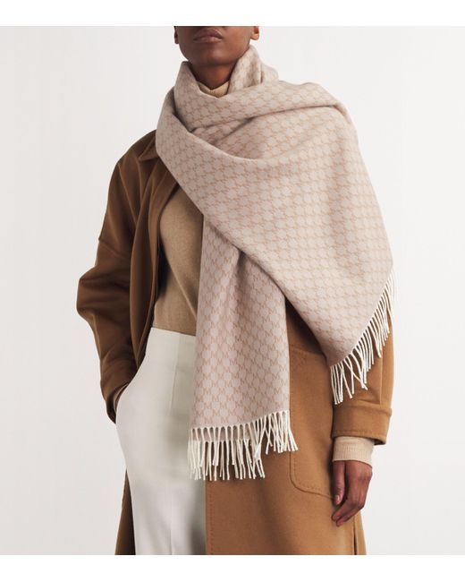 Max Mara Natural Wool Jacquard Scarf