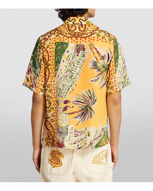 Rhude Yellow Silk Palmina Shirt for men