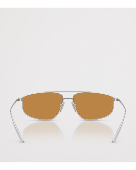 Prada Natural Metal Rectangular Sunglasses