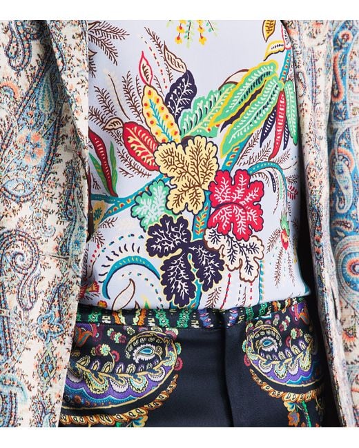 Etro White Silk Paisley T-Shirt