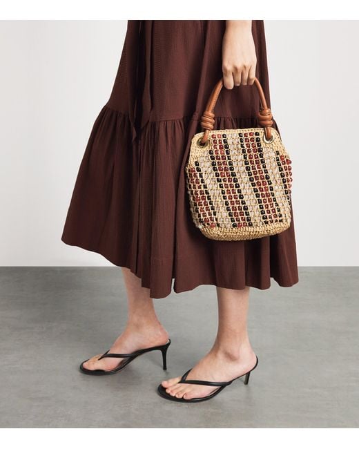 ME+EM Brown Stretch-Cotton Seersucker Midi Shirt Dress