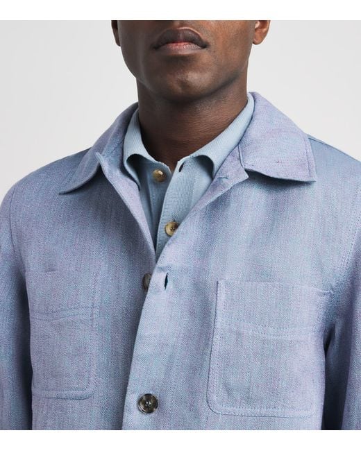 Jacob Cohen Blue Linen Overshirt for men