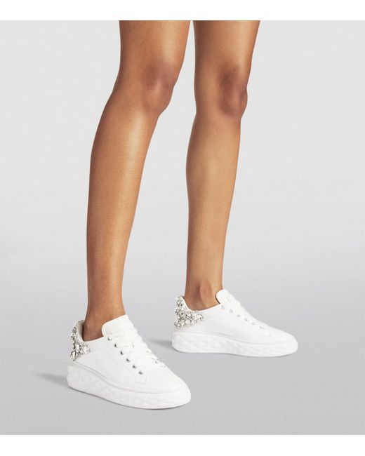 Jimmy Choo White Diamond Light Maxi Leather Sneakers