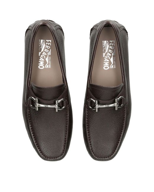 Ferragamo Brown Leather Parigi Gancho Loafers for men