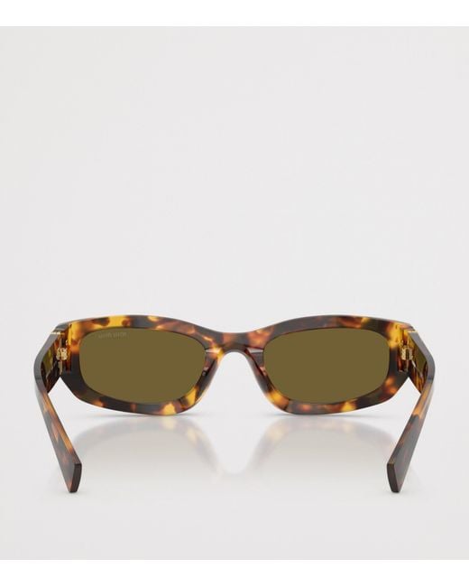 Miu Miu Green Tortoiseshell Rectangle Sunglasses
