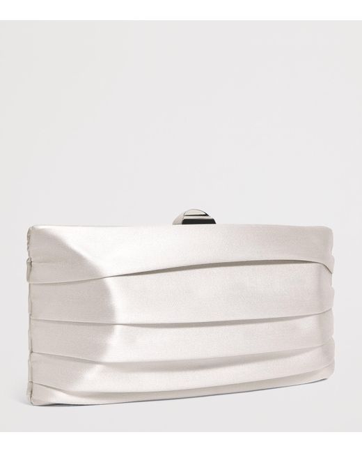 Rodo White Satin Plissé Clutch Bag