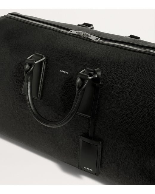 Sandro Black Coated Canvas Weekend Bag for men