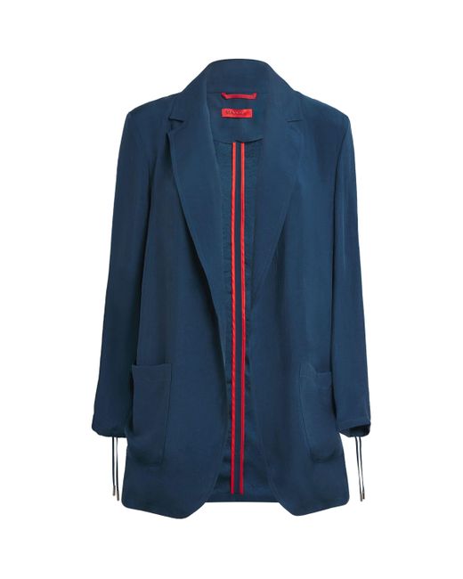 MAX&Co. Blue Crinkled Twill Blazer