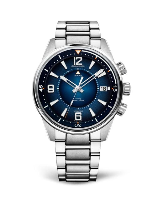 Jaeger-lecoultre Blue Stainless Steel Polaris Mariner Memovox Watch for men