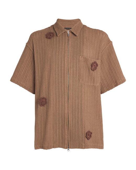 Song For The Mute Brown Knitted Daisy Chain Polo Shirt for men