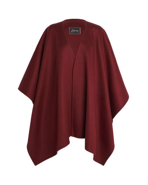 Brioni Red Cashmere Double-Faced Cape