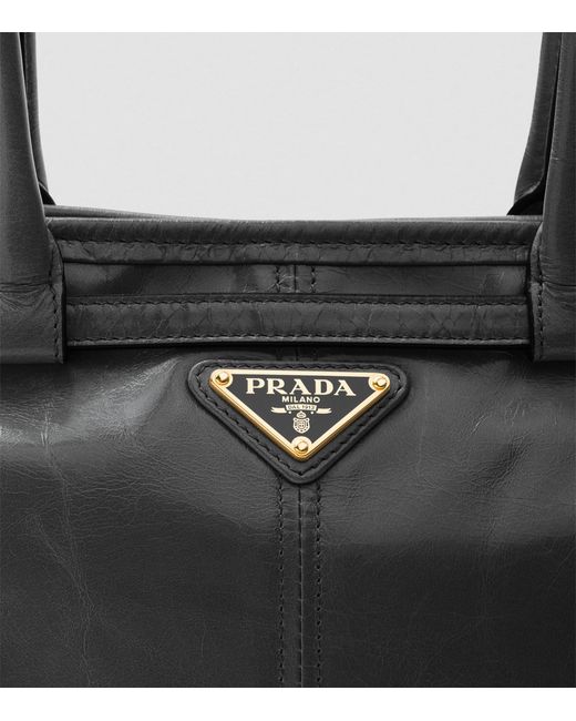 Prada Black Medium Leather Bonnie Top-Handle Bag