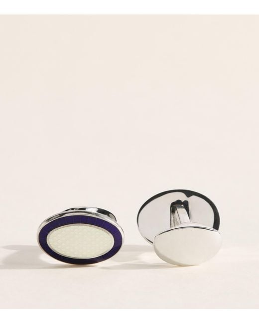 Deakin & Francis Natural Sterling And Enamel Oval Cufflinks for men