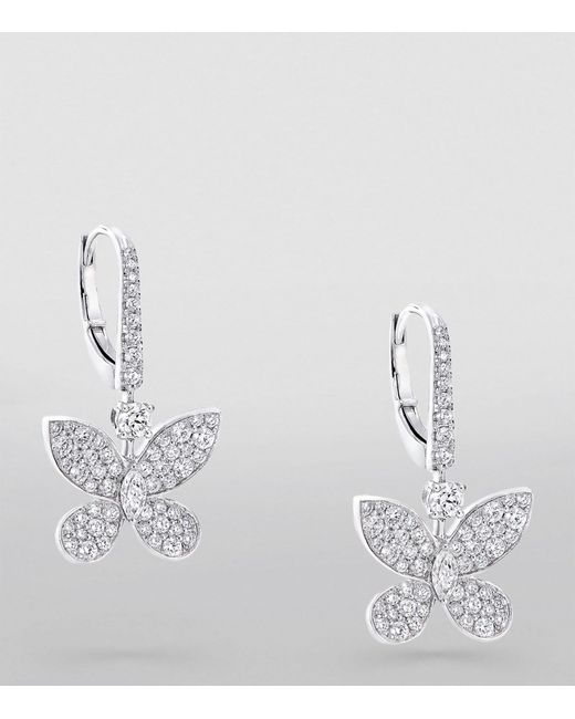 Graff White Gold And Diamond Butterfly Mini Drop Earrings