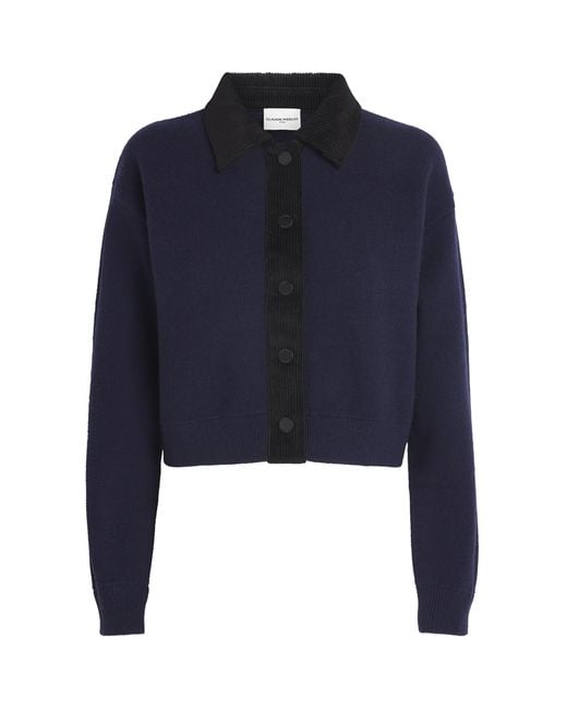 Claudie Pierlot Blue Corduroy-Collar Cardigan