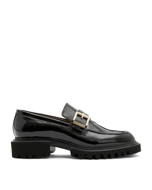 AllSaints Black Patent Leather Emily Loafers 40
