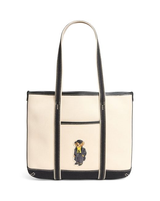 Polo Ralph Lauren Natural Small Canvas Polo Bear Tote Bag