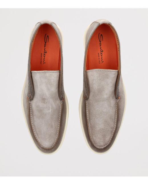 Santoni Natural Suede Detroit Slip-On Sneakers for men