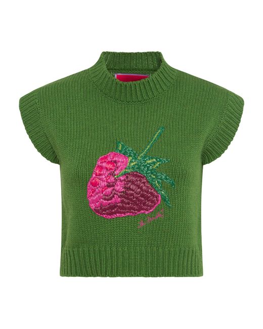 LaDoubleJ Green Embroidered Lampone Sweater Vest