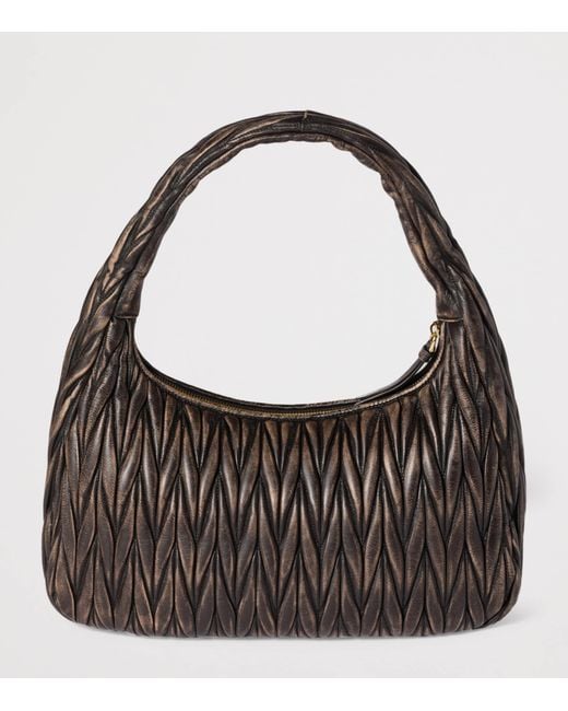 Miu Miu Black Matelassé Calfskin Wander Shoulder Bag