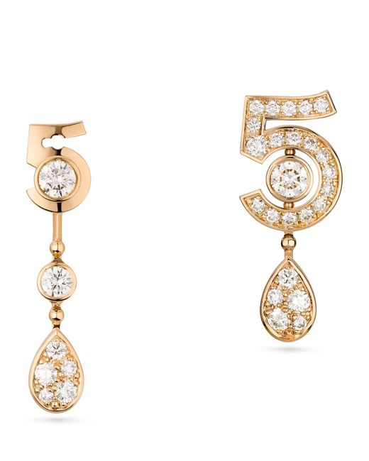 Chanel Metallic Beige Gold And Diamond N ̊5 Transformable Earrings