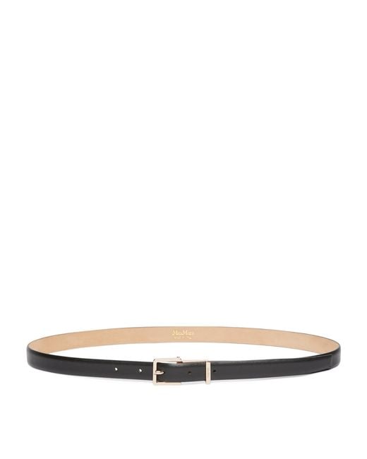 Max Mara White Leather Slim Belt