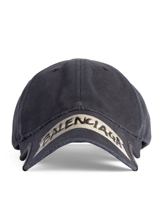 Balenciaga Blue Cotton Masking Tape Logo Cap for men