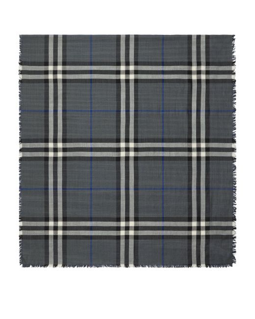 Burberry Black Wool-Silk Reversible Check Scarf