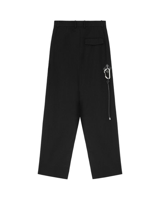 Loewe Black Cotton Buckle-Detail Pleated Trousers for men