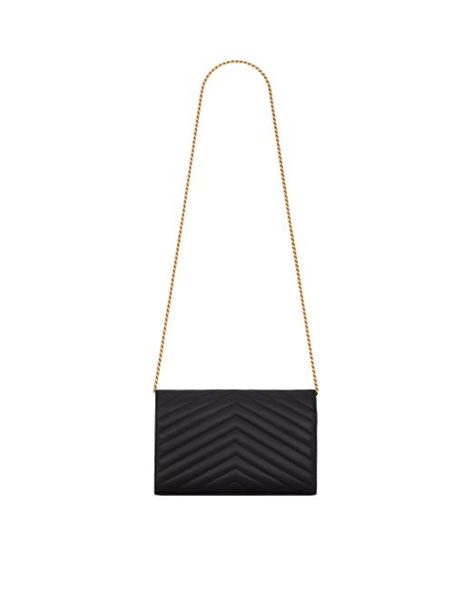 Saint Laurent White Monogram Matelassé Envelope Wallet Bag