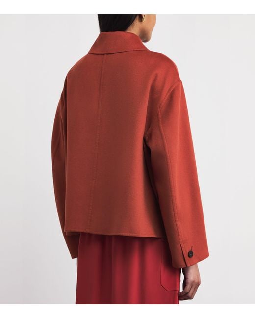 Joseph Red Wool-Silk Cropped Kalaa Jacket