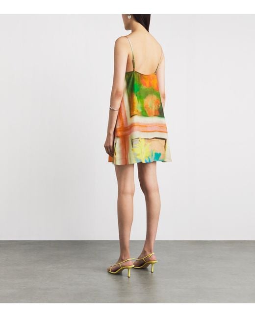 Staud Multicolor Linen Floral Laura Mini Dress