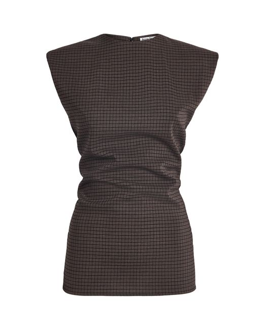 Acne Brown Stretch-Wool Check Tanado Top
