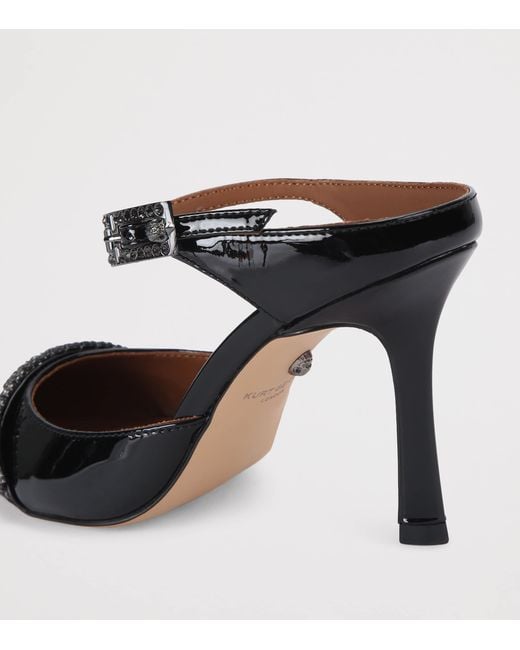 Kurt Geiger Black Patent Leather Embellished Strass Point Mules 90