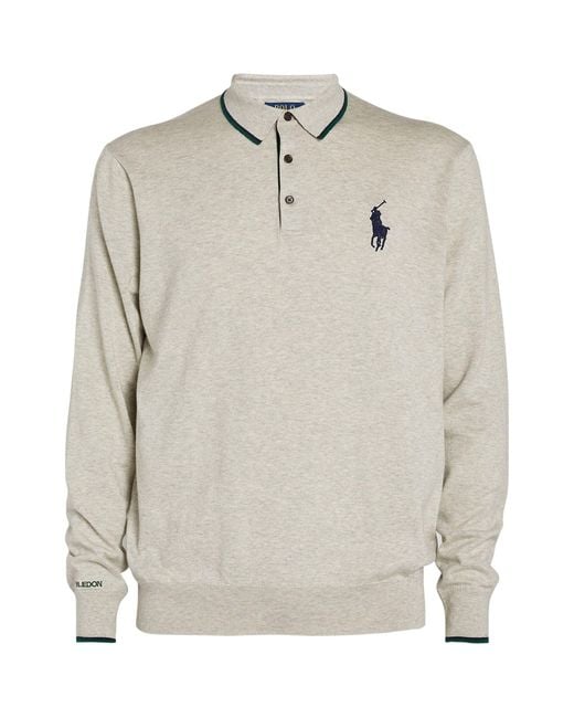 Polo Ralph Lauren Cotton X Wimbledon Long-sleeved Polo Shirt in Grey ...