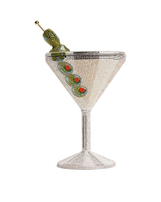 Judith Leiber Metallic Embellished Martini Clutch Bag