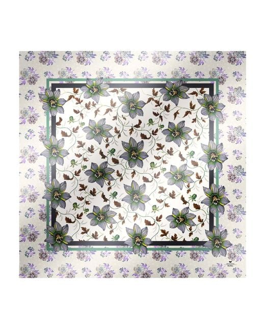 Weekend by Maxmara Metallic Silk Twill Floral Scarf