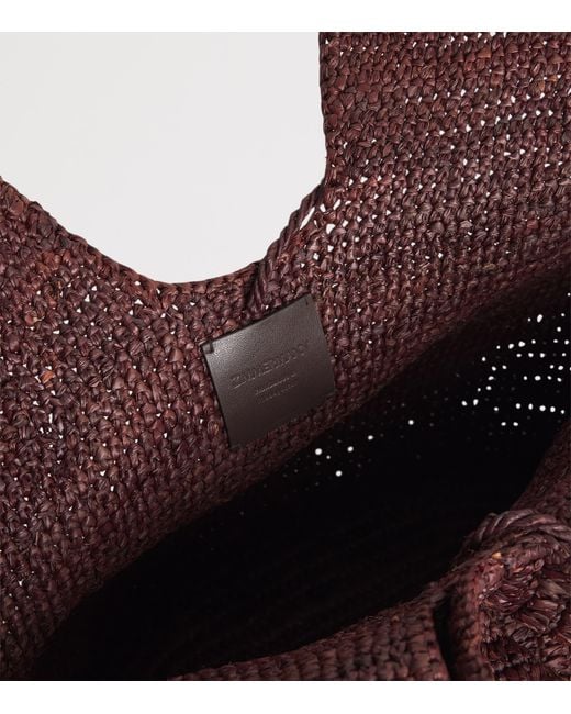 Zimmermann Brown Raffia Ruffled Goldentime Tote Bag