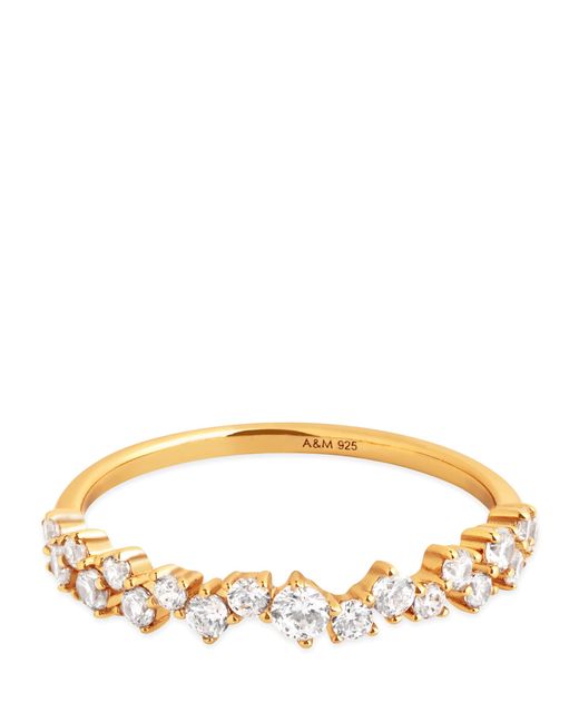 Astrid & Miyu Brown Plated Crystal Scatter Band Ring