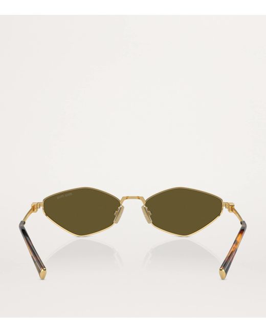 Miu Miu Green Metal Oval Sunglasses