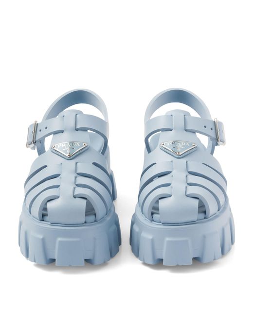Prada Blue Rubber Platform Sandals 55