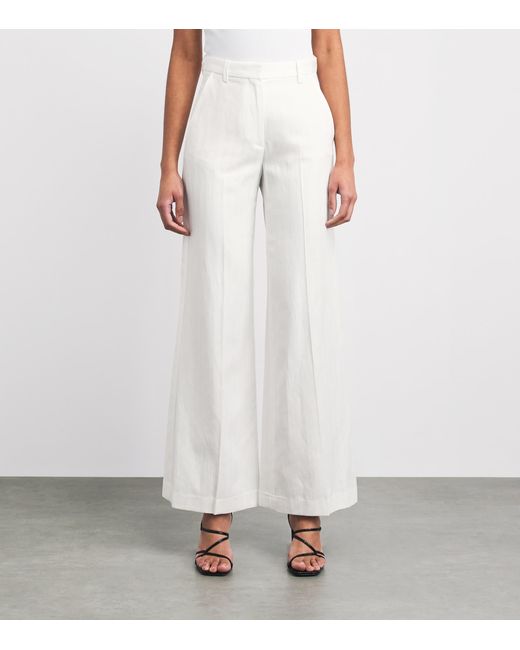 Maje White Stripe Wide-Leg Trousers