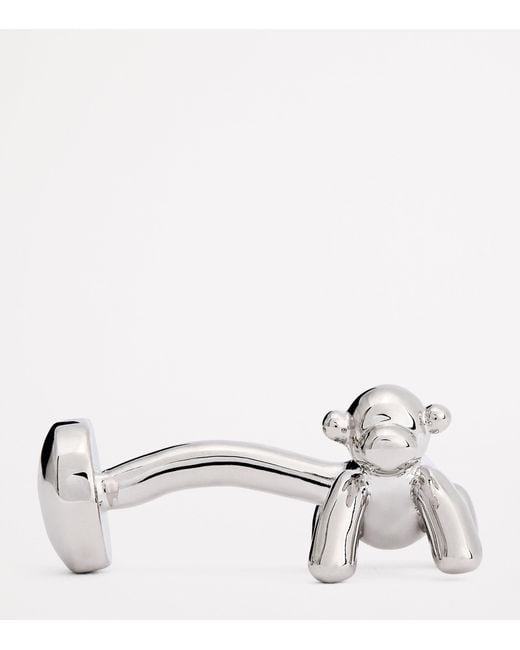 Babette Wasserman White Rhodium-Plated Balloon Monkey Cufflinks for men