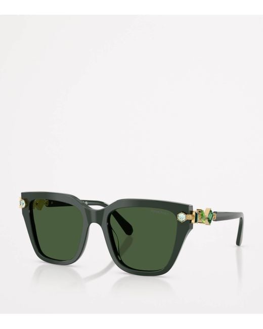 Swarovski Green Acetate Oversized Sk6041 Sunglasses