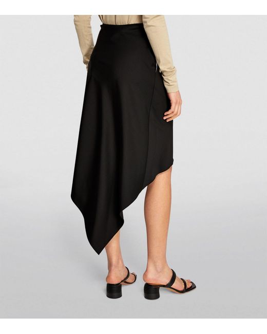 Helmut Lang Black Virgin Wool Midi Skirt