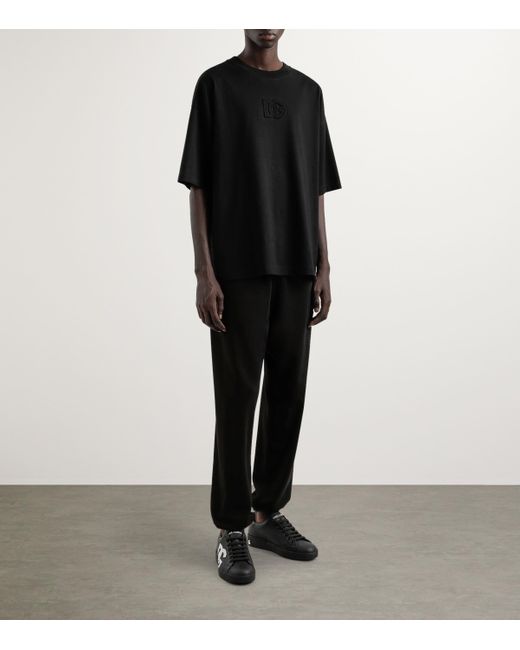 Dolce & Gabbana Black Oversized Embroidered Logo T-Shirt for men