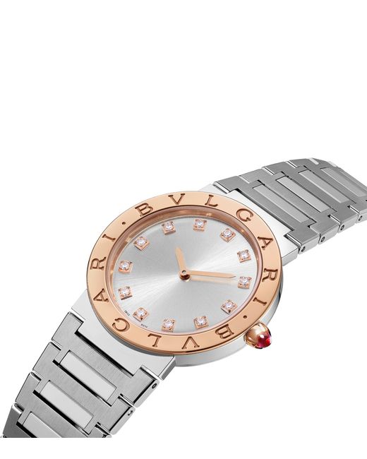 BVLGARI Metallic Stainless Steel And Rose Watch