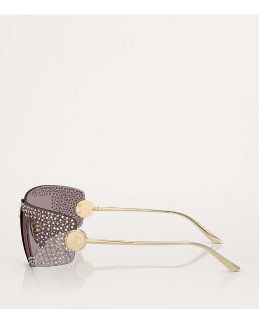 Jimmy Choo Gray Embellished Wire-Frame Sunglasses