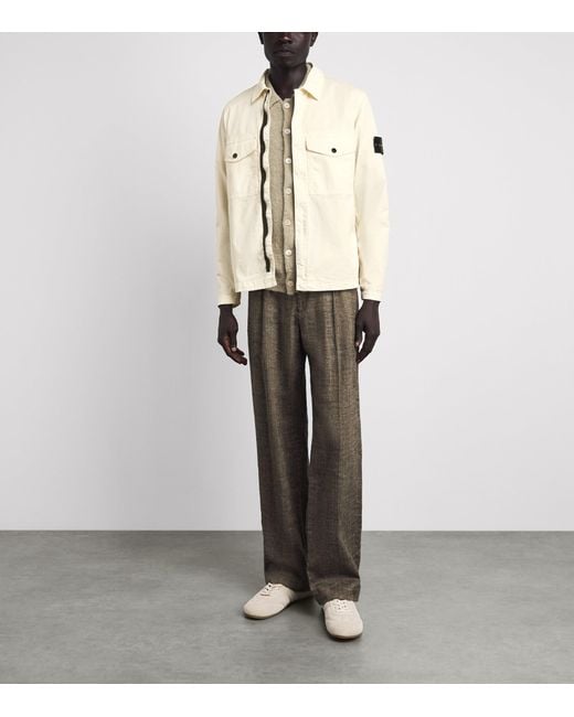 Stone Island Natural Stretch-Cotton Twill Compass Overshirt for men