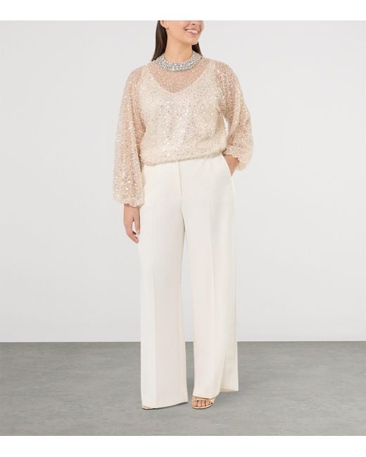 Marina Rinaldi White Wide-Leg Tailored Trousers